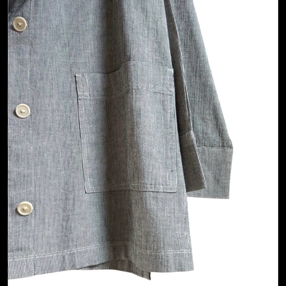 Eileen Fisher Organic Cotton Linen Ticking Stripe Jacket Size M Boxy Lagenlook - Picture 8 of 12